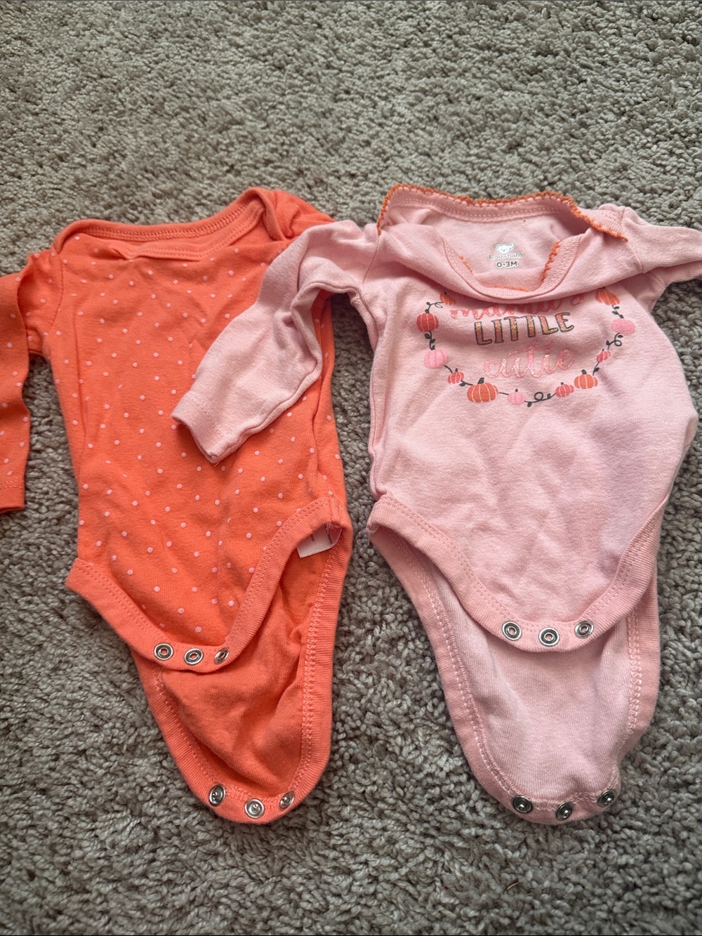Kodak Girls' Long-Sleeve One-Piece Bodysuits in Coral & Light Pink